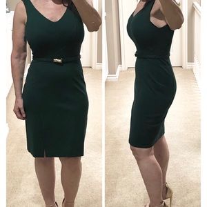 WHBM Green Petite Knee-Length Sheath Dress